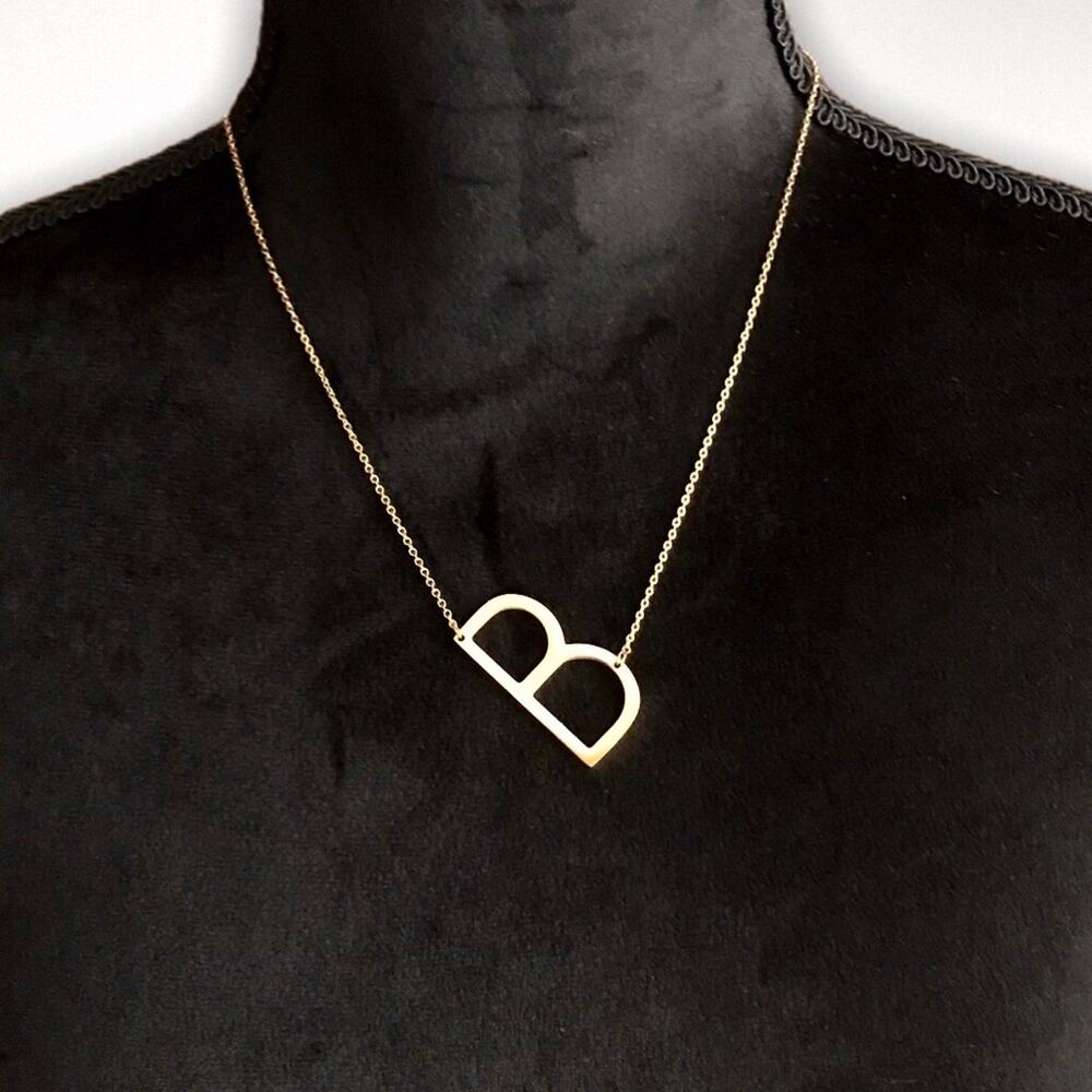 Gold Initial Pendant Necklace Letters A-Z